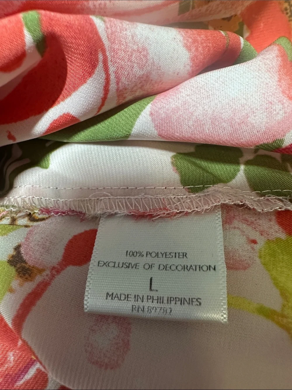Natori Pajama Top Tiger Lily Floral Print Sz L
